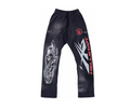Hellstar Airbrushed Skull Flare Bottom Sweatpants Midnight Dye Black
